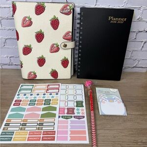 Coach Notebook with strawberry print with a free Planner Set